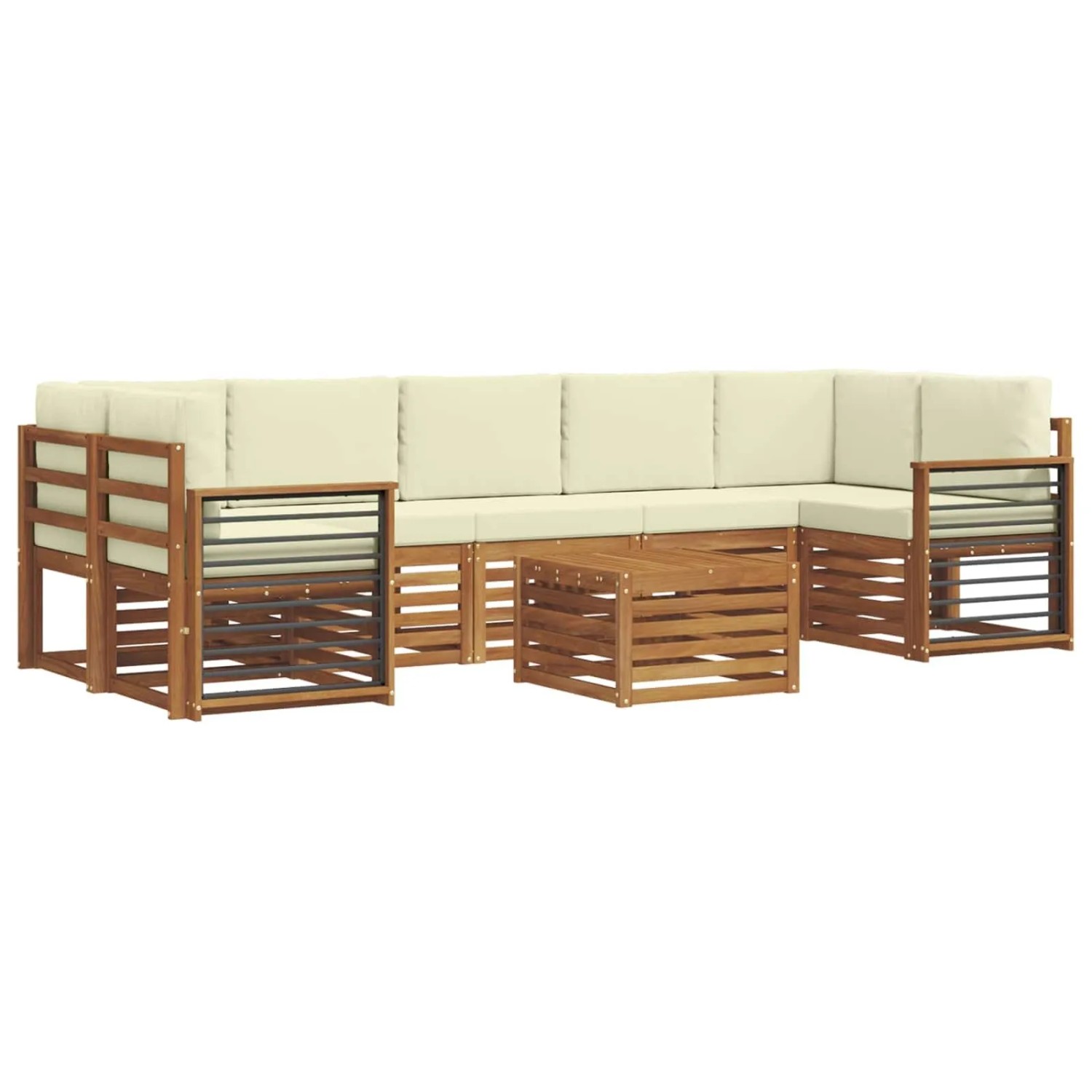vidaXL Sofagarnituren 8 Tlg Natur und Creme Massivholz Akazie 3374540