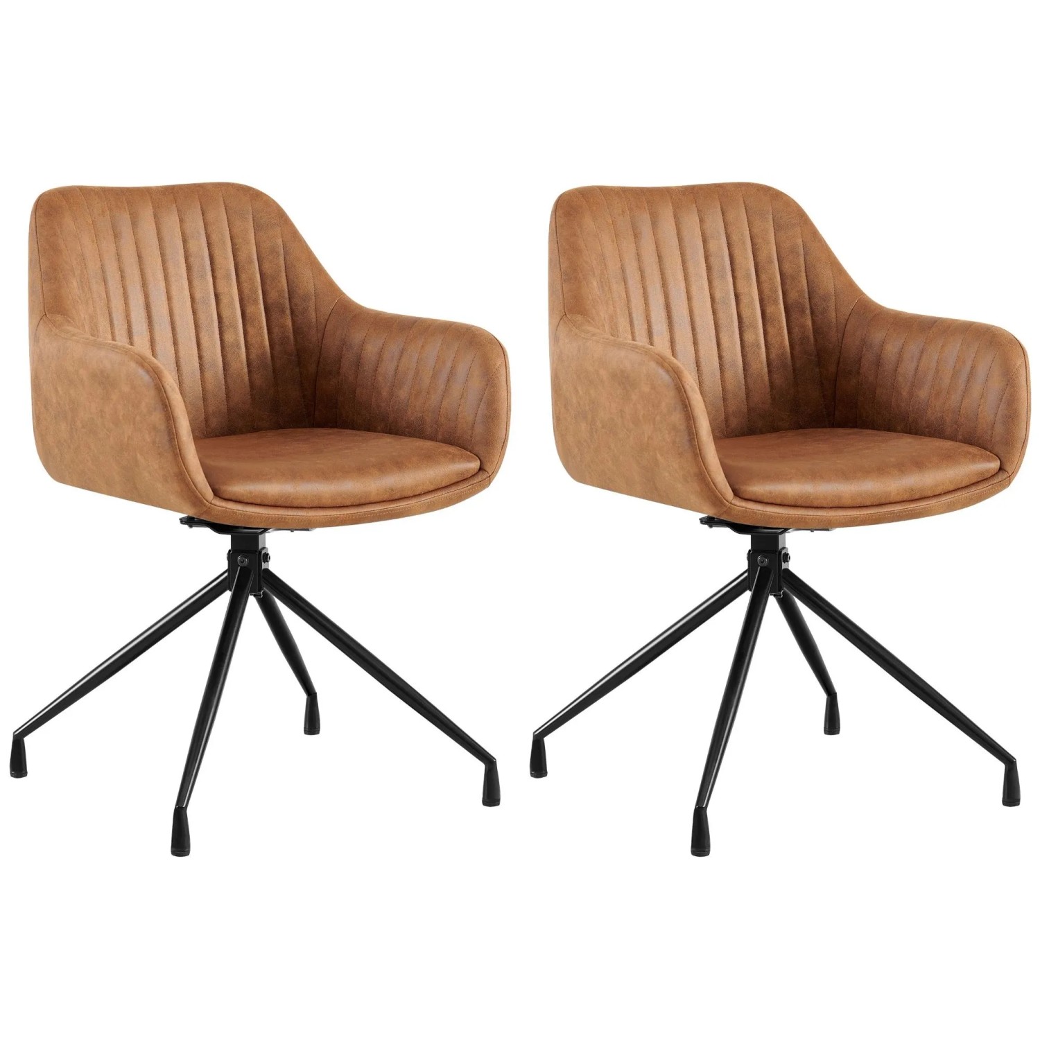 DELUKE 2er Set Esszimmerstuhl MILON Kunstleder Hellbraun 58x58x81cm Essstühle Esszimmerstühle Küchenstühle Wohnzimmerstühle