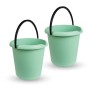 2er-Pack grüne ProHome Eimer, 5 Liter, mit Kunststoffbügel für Reinigung, Haushalt und Garten.