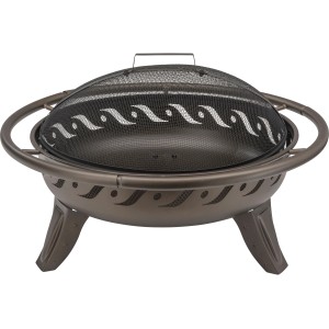 Landmann Feuerstelle (Ø 74 cm) in Braun mit Funkenschutz und Tragerand.