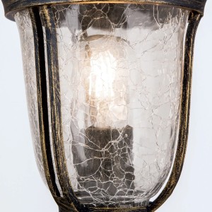 Detailaufnahme: Antike Orion Sockelleuchte August mit Krinkelglas und E27 Fassung.