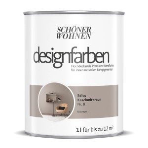 Schöner Wohnen Designfarbe Edles Kaschmirbraun, 1L Dose, matte Wandfarbe.