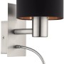 Moderne Wandleuchte Pasteri mit Leselicht, Nickel matt/Schwarz/Kupfer. Ideal als Wandlampe für Wohn- und Schlafzimmer.