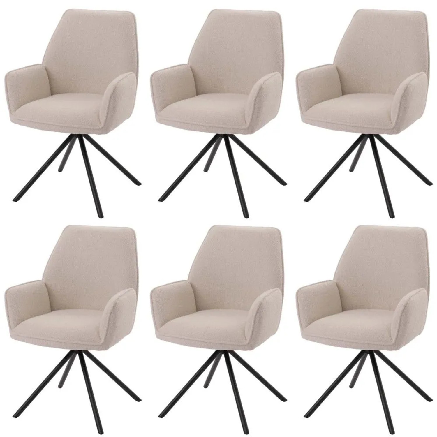 MCW Esszimmerstuhl G67 Boucle 6er-Set Creme