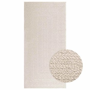 vidaXL Teppich ZIZUR Creme 100x200 cm Jute-Optik Indoor und Outdoor 4010362