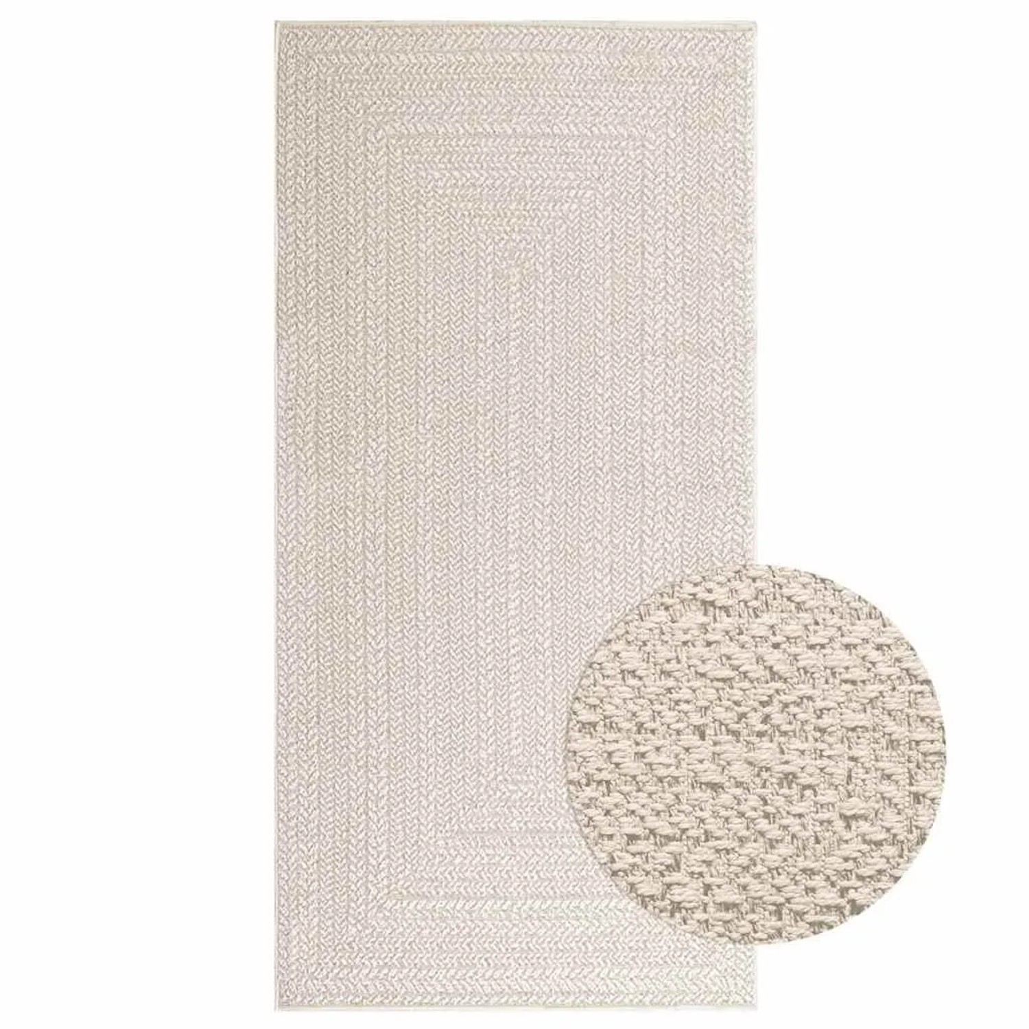 vidaXL Teppich ZIZUR Creme 100x200 cm Jute-Optik Indoor und Outdoor 4010362 günstig online kaufen