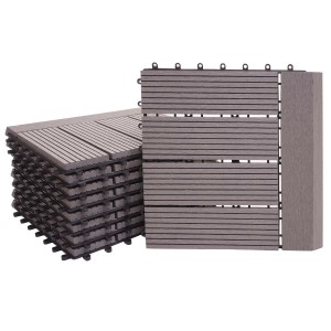 MCW WPC Bodenfliesen Sarthe, Holzoptik grau, 11 Stück für 1 qm Terrasse/Balkon.