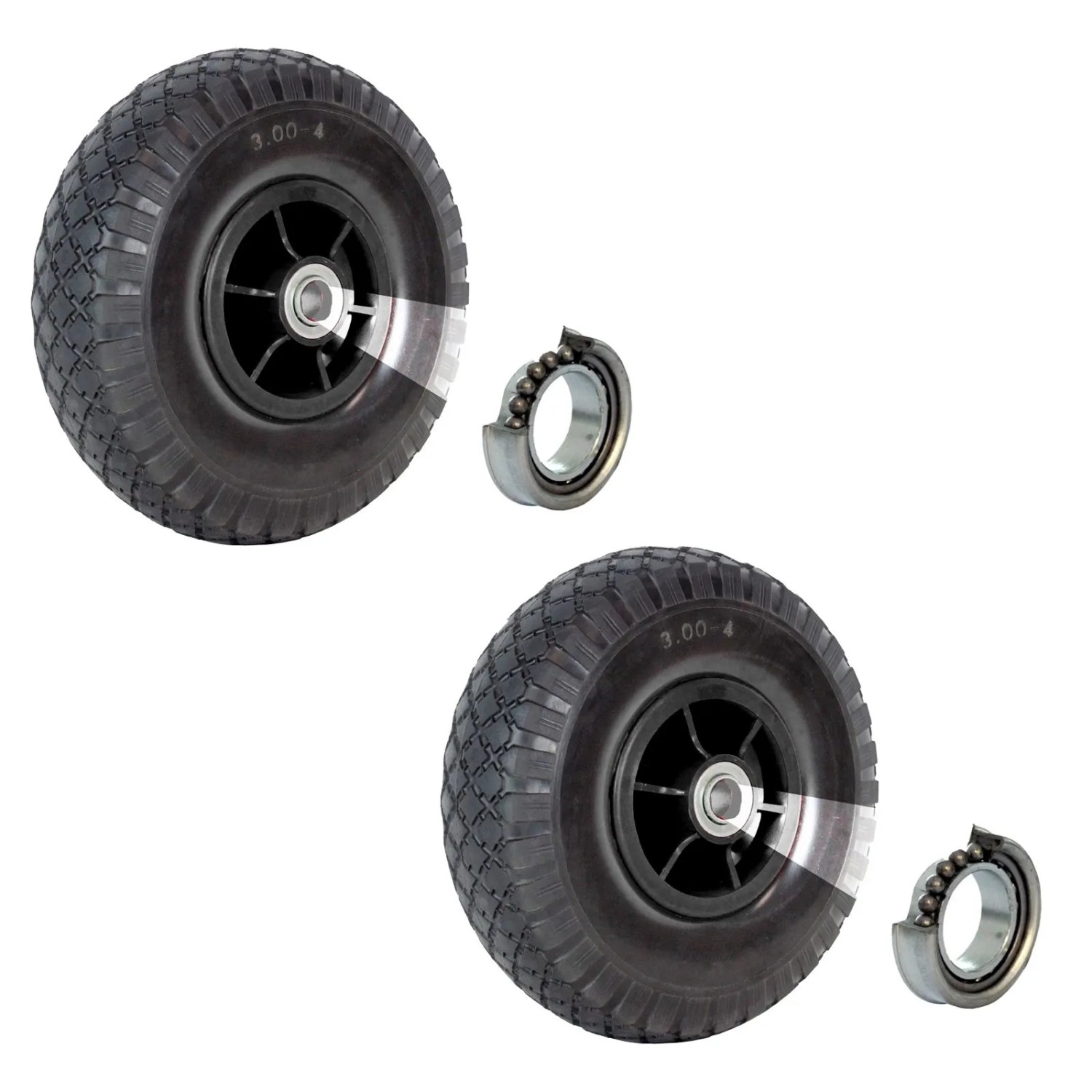 TRUTZHOLM 2x Sackkarrenrad 260x85mm 3.00-4 Nabenlänge 60mm Versetzt Schwarz