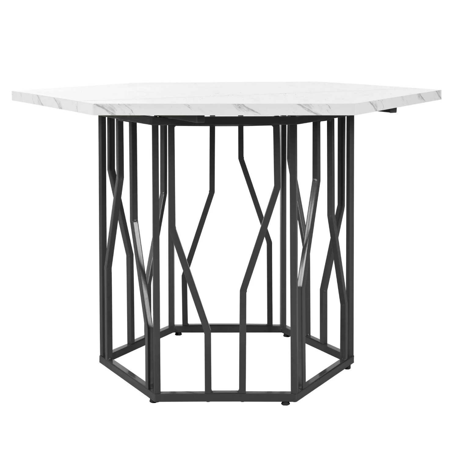 okwish Marmor-Esstisch Couchtisch für Esszimmer und Wohnzimmer 115 × 100 cm Schwarz