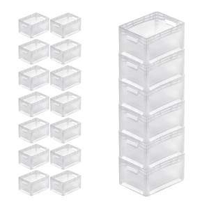 PROREGAL SparSet: 20 transparente Eurobehälter LightLine, 24 Liter, mit offenem Griff. Aufbewahrungsboxen für Lager und Transport.