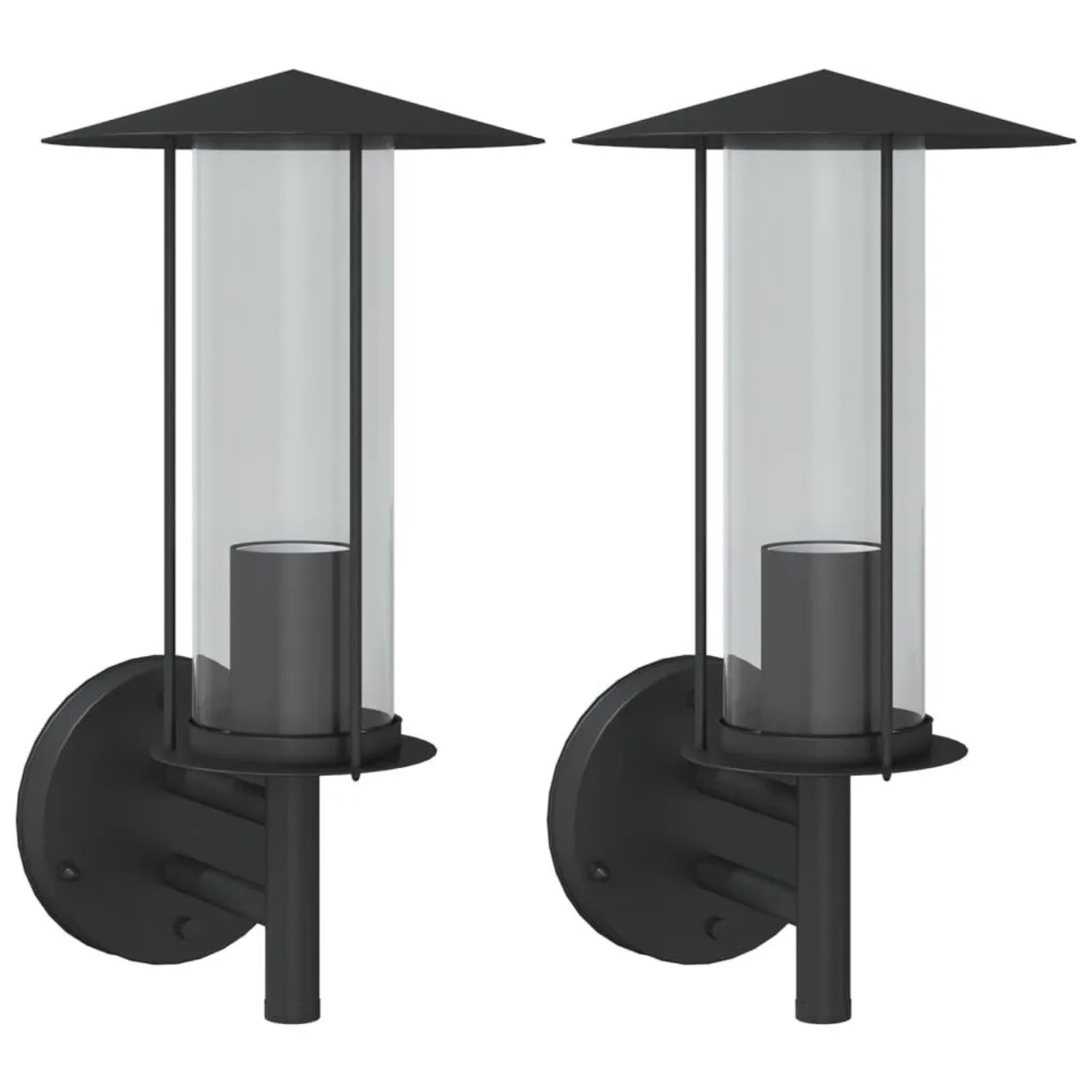 vidaXL Außenwandleuchten 2 Stk Schwarz Edelstahl 4006247