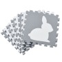 Juskys Kinder Puzzlematte Timon, 36-teilig, grau-weiß mit Tiermotiven.