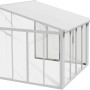 Weißer Palram Canopia Wintergarten San Remo mit transparenten Acrylwänden und Polycarbonat-Dach.