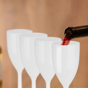 Relaxdays Weingläser 6er Set Kunststoff Weiß Bruchsicher 21 cm x 7 cm