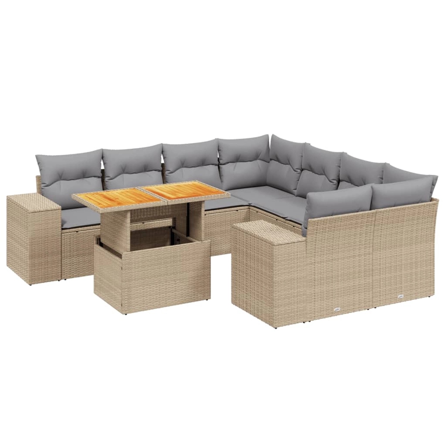 vidaXL 9-tlg Garten-Sofagarnitur mit Kissen Beige Poly Rattan Modell 228 günstig online kaufen