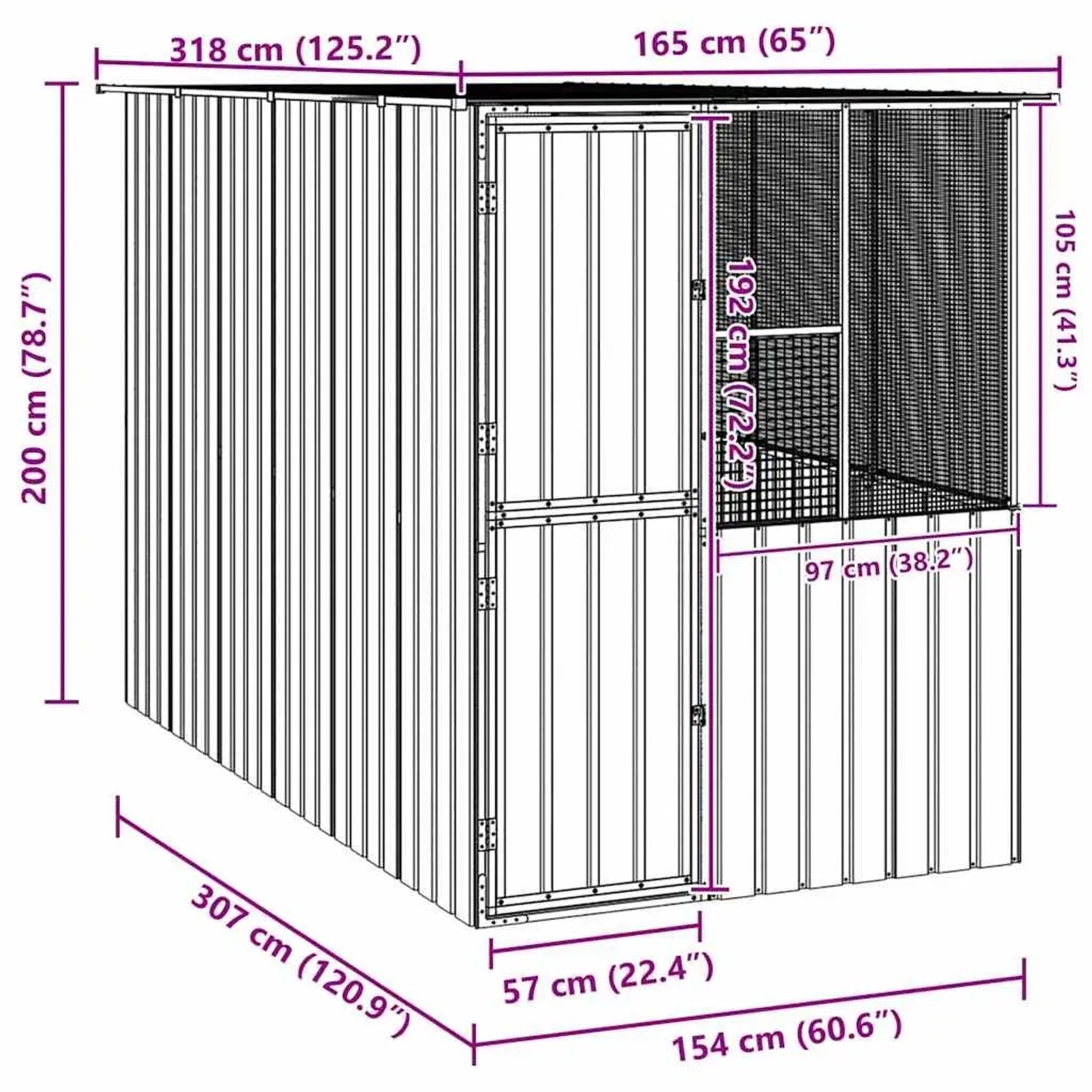 vidaXL Vogelkäfig Anthrazit 315 x 167 x 200 cm Verzinkter Stahl 3325169_11