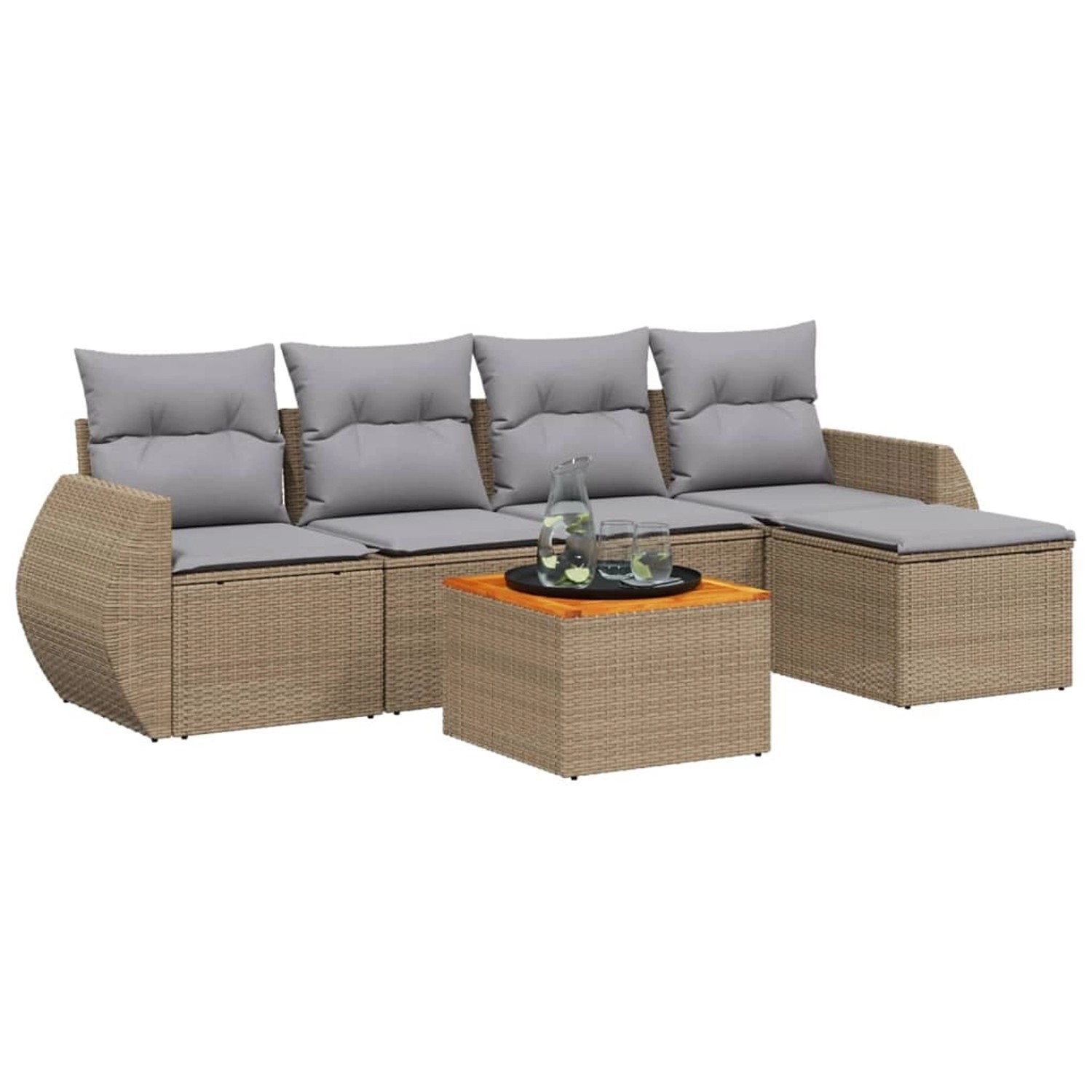 vidaXL 6-Tlg Garten-Sofagarnitur mit Kissen Beige Poly Rattan 3257312 günstig online kaufen
