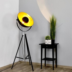 Lindby Stehlampe Mineva Modern in Schwarz aus Metall 1-flammig E27 Tripod Wohnzimmerleuchte