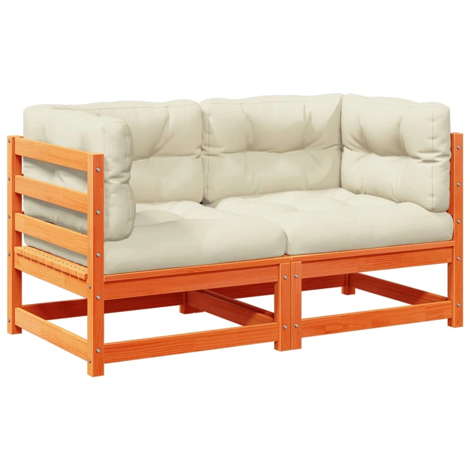 vidaXL 2-Tlg Garten-Sofagarnitur mit Kissen Wachsbraun Kiefernholz 3295827 günstig online kaufen
