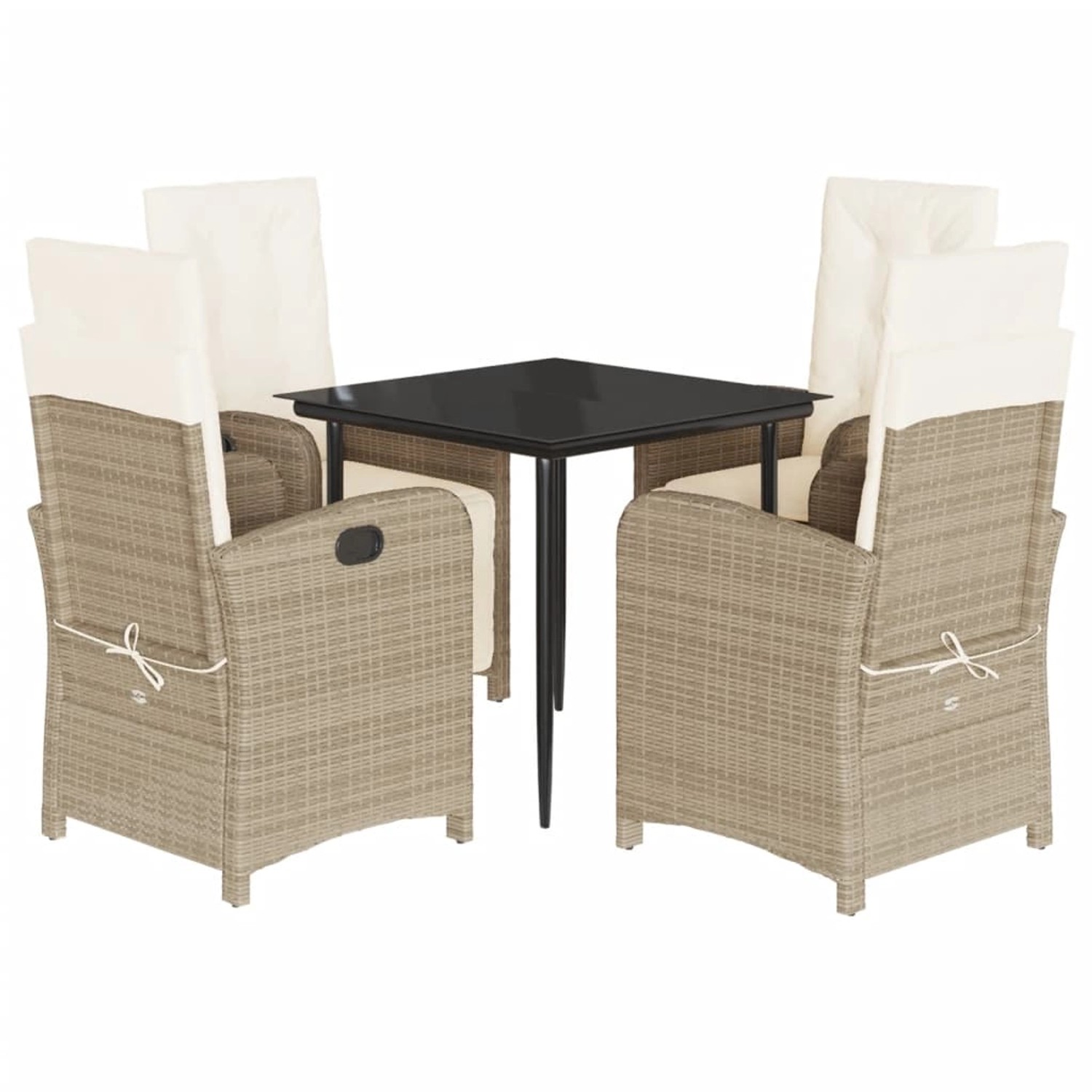 vidaXL 5-Tlg Garten-Essgruppe mit Kissen Beige Poly Rattan 3212578 günstig online kaufen