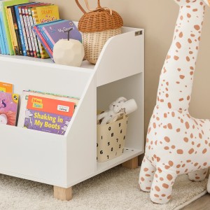Weißes SoBuy Kinderregal KMB54-W mit 3 Fächern für Bücher und Spielzeug.