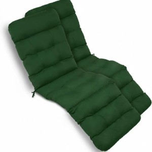 Zwei dunkelgrüne, gepolsterte Beautissu Flair DC Deckchair-Auflagen mit Steppungen und Befestigungsbändern.