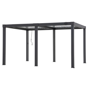 Sunjoy Multi-Pergola Matterhorn, 306x406 cm, anthrazit. Terrassenüberdachung mit verstellbaren Lamellen.