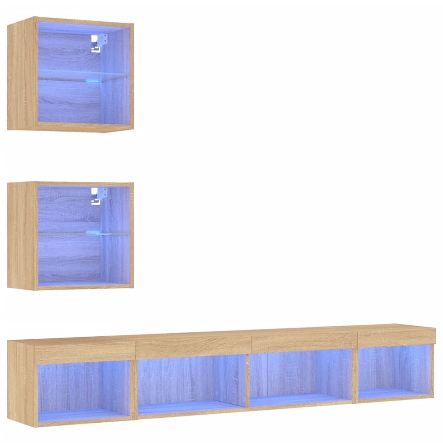 vidaXL 5-Tlg Wohnwand mit LED-Beleuchtung Sonoma-Eiche Holzwerkstoff 321669 günstig online kaufen