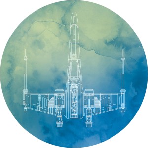 Komar Vliesfototapete Dot Star Wars X-Wing, selbstklebend, Ø 125 cm. Detailaufnahme des Raumschiffs.