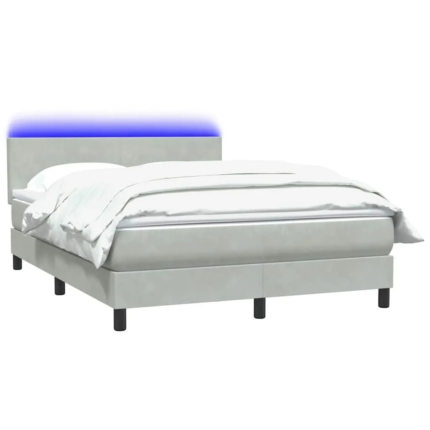vidaXL Boxspringbett mit Matratze & LED Hellgrau 160x210 cm Samt 3316695 günstig online kaufen