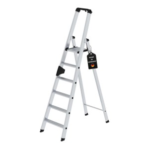 PROREGAL Stufen-Stehleiter mit 6 Stufen, einseitig begehbar, aus Aluminium.