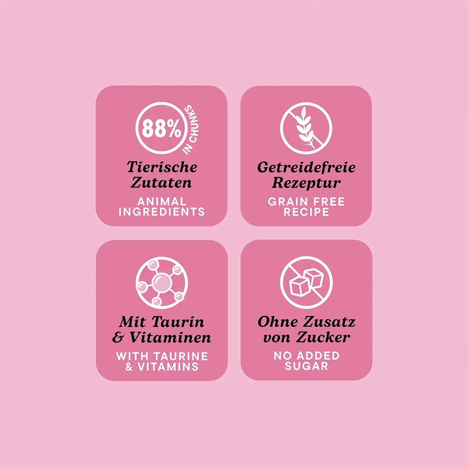 Pawsome Katzenfutter Junior Pute: Icons zu tierischen Zutaten, getreidefrei, Taurin & ohne Zucker.