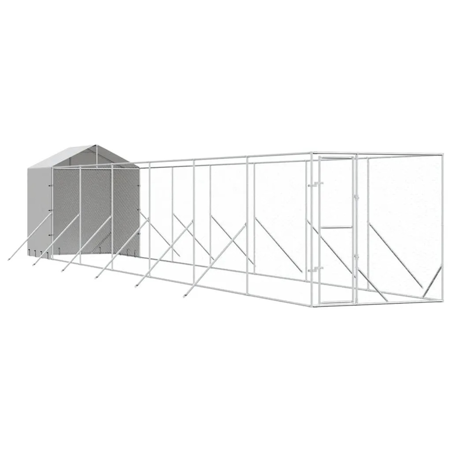 vidaXL Outdoor-Hundezwinger mit Dach Silbern 2x14x2,5 m Stahl Verzinkt 3190477