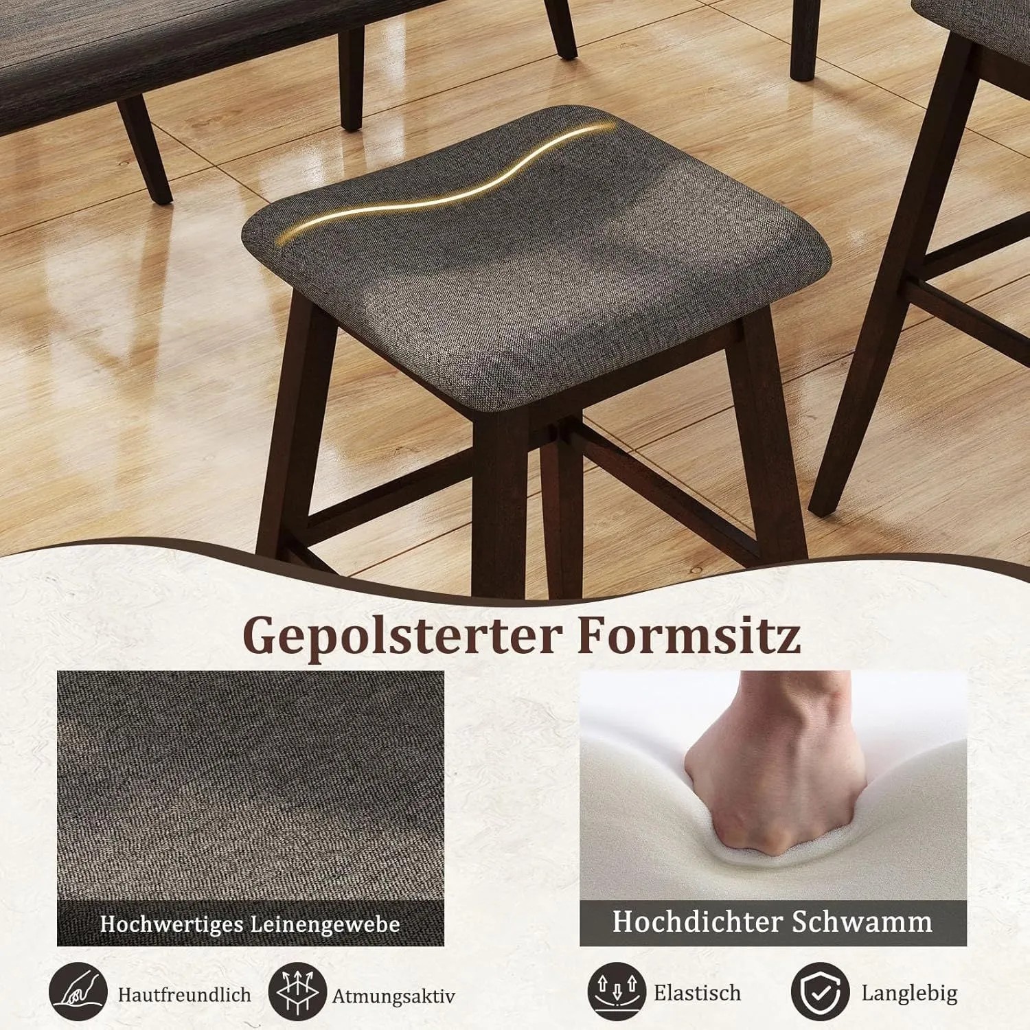 Costway Barhocker 2er Set 360° Drehbar 76 cm Holz Modern_5