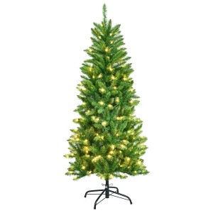 Costway Bleistift Weihnachtsbaum mit Warmweißen Led-Leuchten 150cm