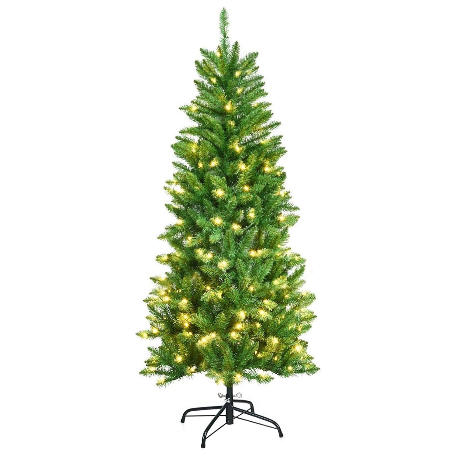 Costway Bleistift Weihnachtsbaum mit Warmweißen Led-Leuchten 150cm