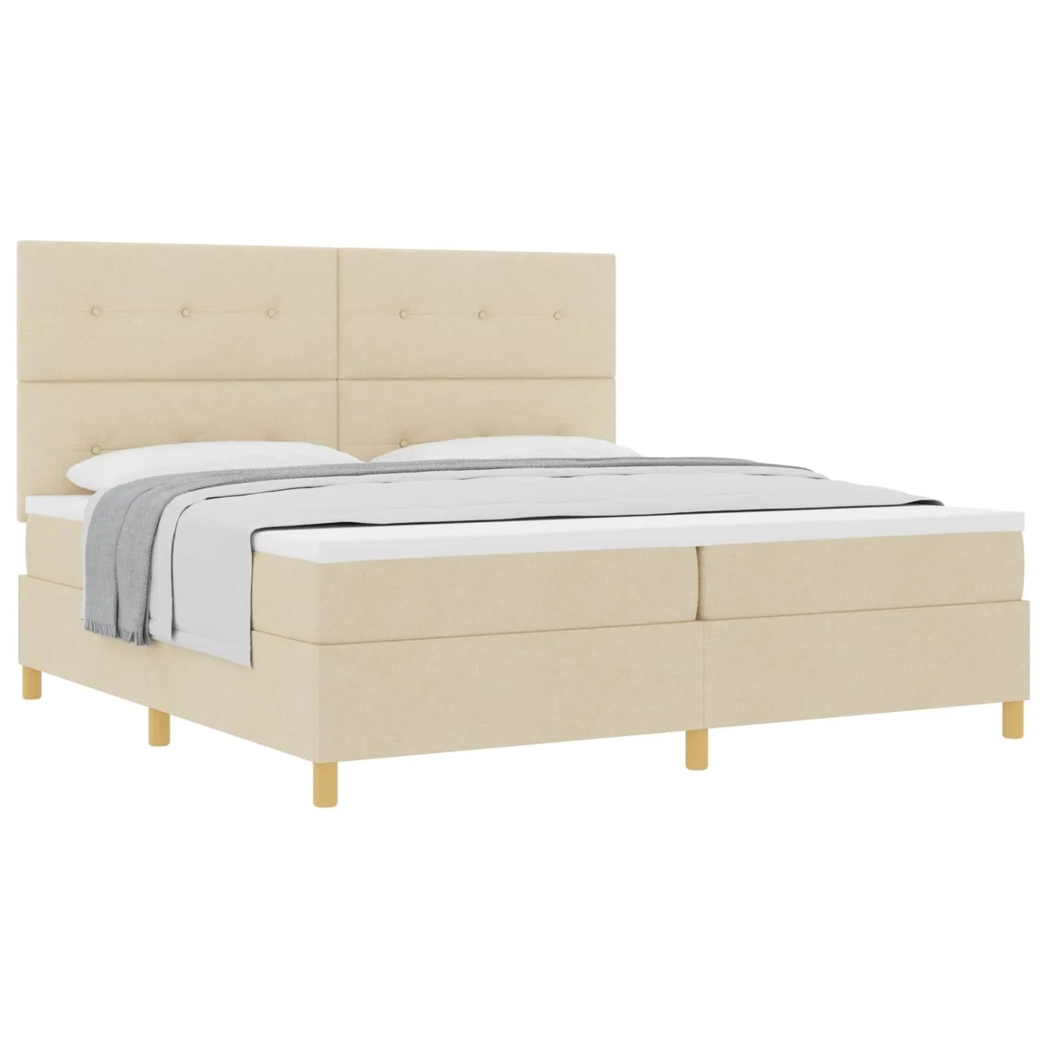 vidaXL Boxspringbett mit Matratze Creme 200 x 200 cm Stoff 3339649