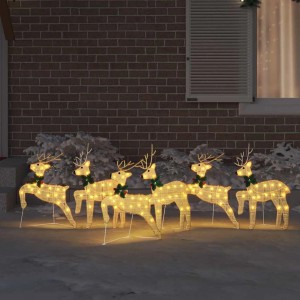Goldene LED Rentiere (6 Stk.) als Weihnachtsdekoration für Innen- und Außenbereich.