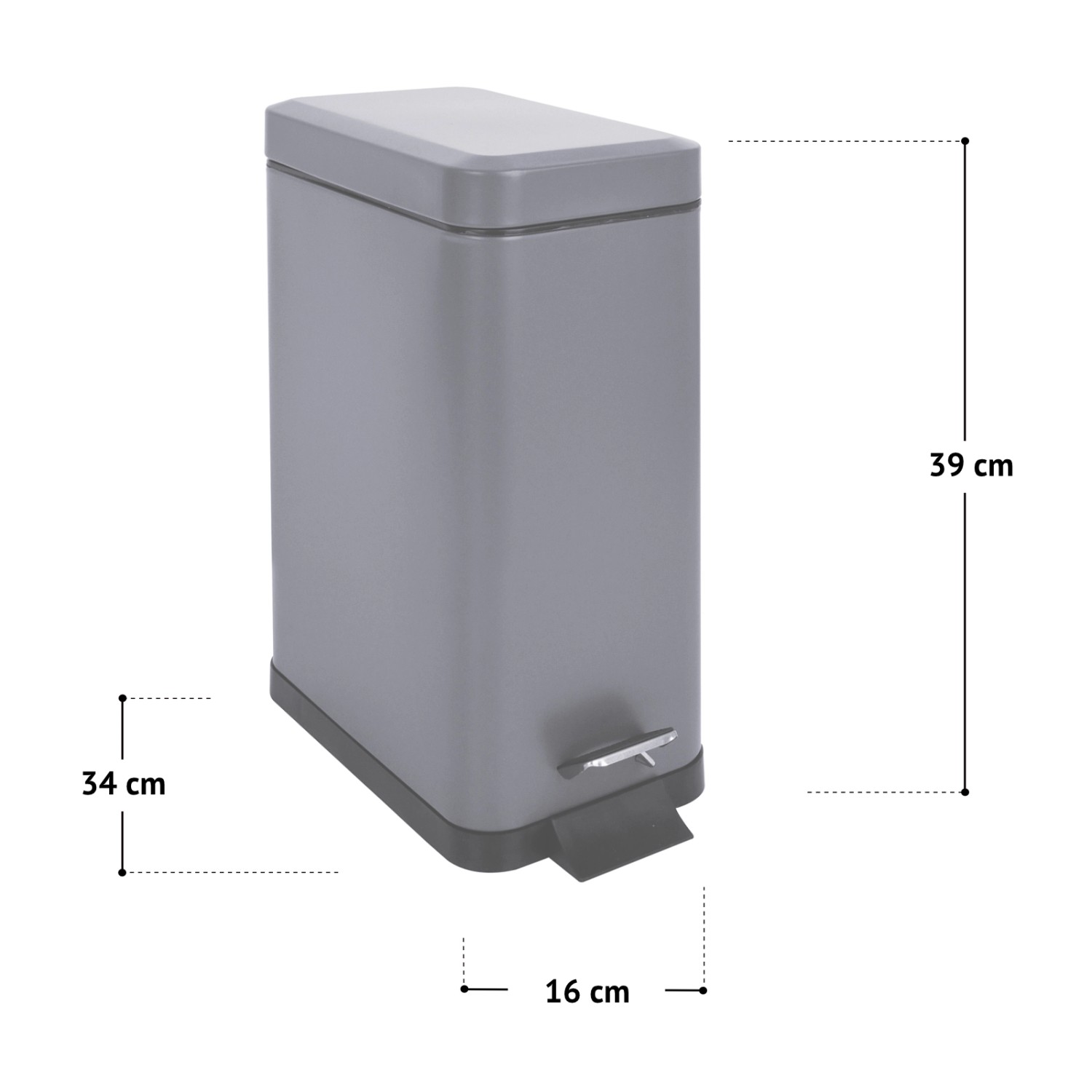 Svita STM10 Treteimer, 10L, silberfarben, mit Inneneimer und Softclose-Deckel.