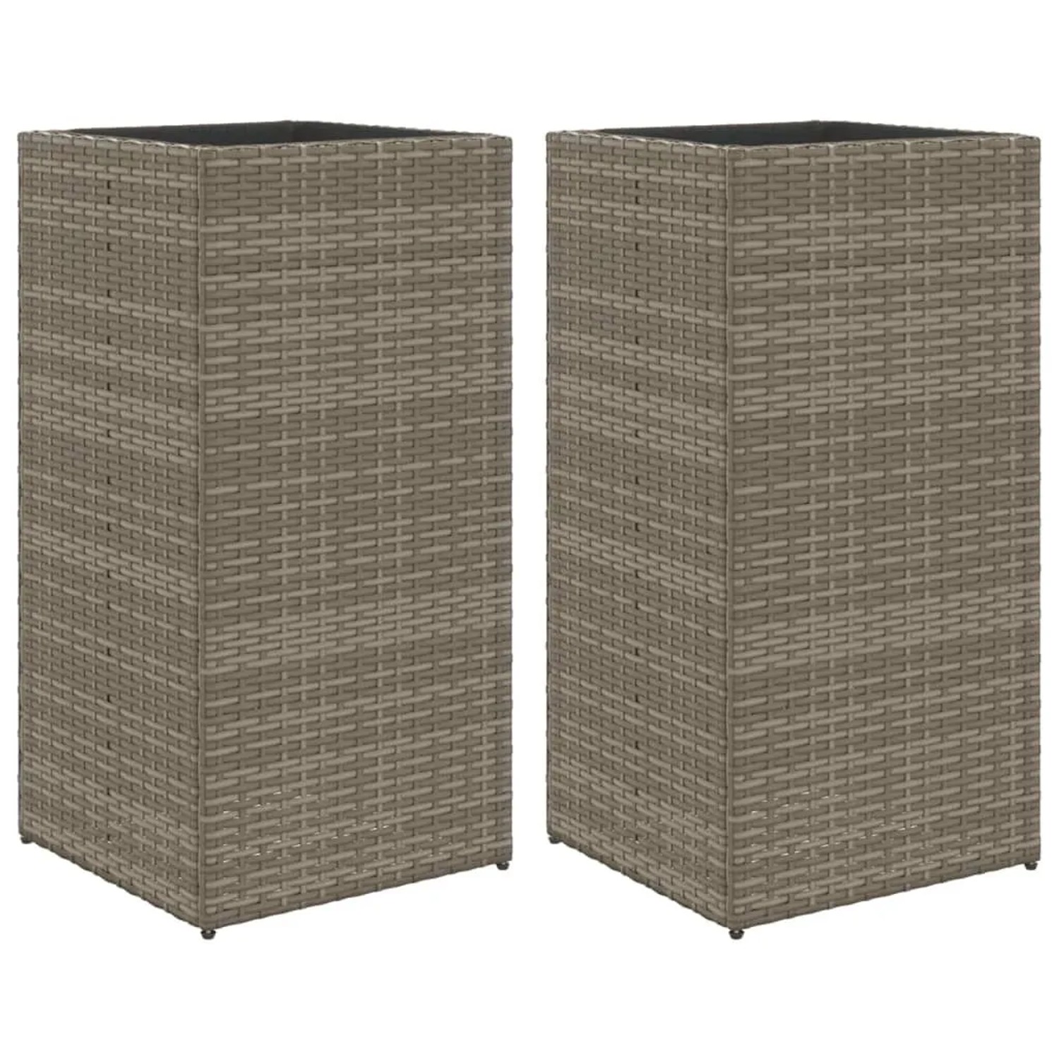 vidaXL Pflanzkübel 2 Stk Grau 40x40x80 cm Poly Rattan 3210521