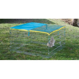Kerbl Freigehege mit Netz und Sonnenschutz, verzinkt. Sicherer Auslauf für Nager im Garten.