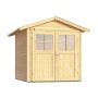 Naturbelassenes weka Gartenhaus 224 aus Holz mit Doppeltür und Satteldach.