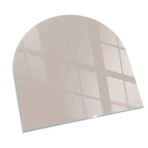 Tulup Glasplatte für Kamin Beige Kaminofen Glas Bodenplatte Halbkreis 100x100 cm Beige Glasplatte für Kamin Glasbodenplatte für Kaminöfen