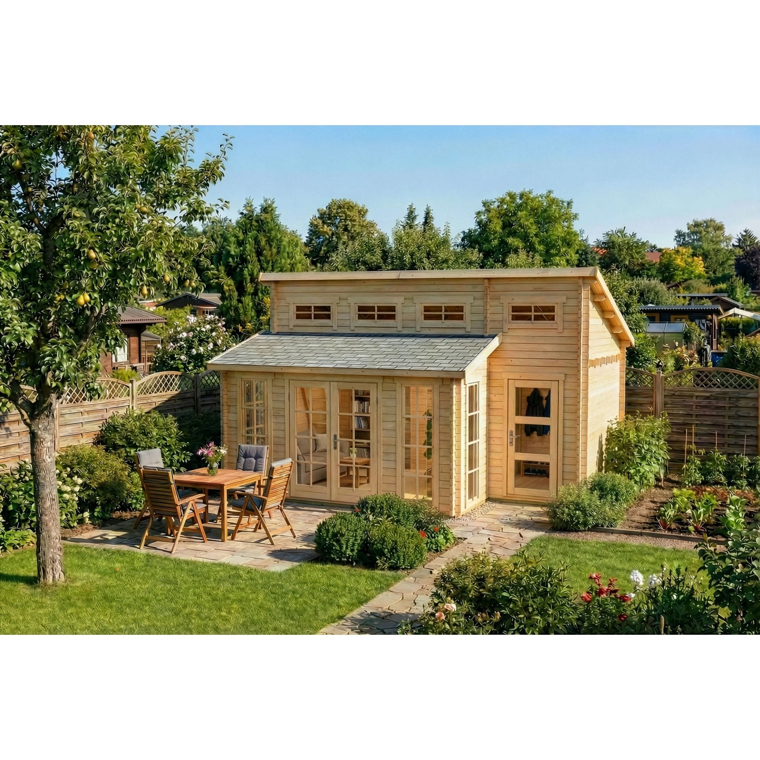 Alpholz Gartenhaus Lausitz Prima Pultdach Unbehandelt 590 cm x 540 cm