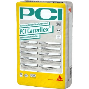 Sack PCI Carraflex Weiß Dünnbettmörtel 25 kg für Natursteinbeläge.