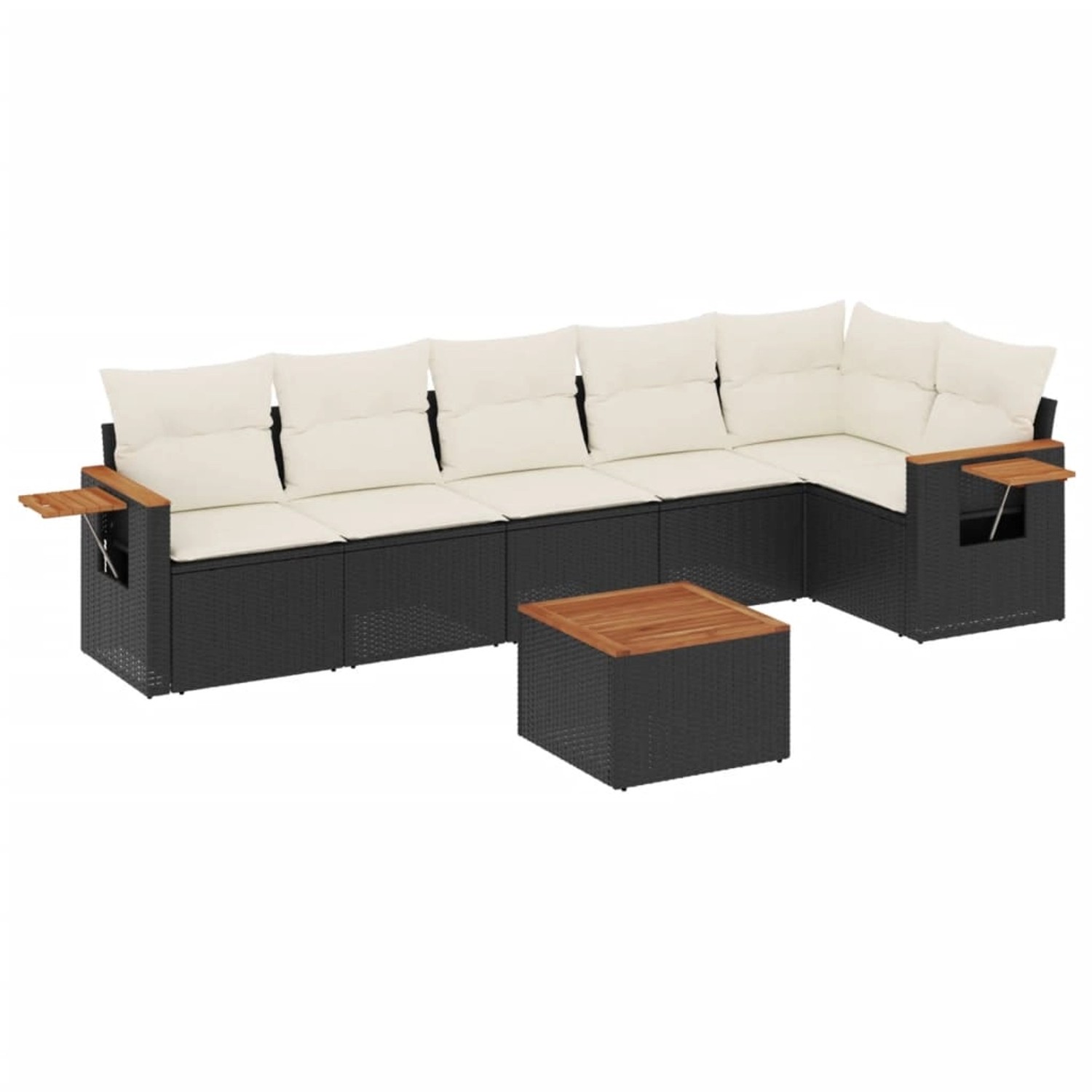 vidaXL 7-Tlg Garten-Sofagarnitur mit Kissen Schwarz Poly Rattan 3226833 günstig online kaufen