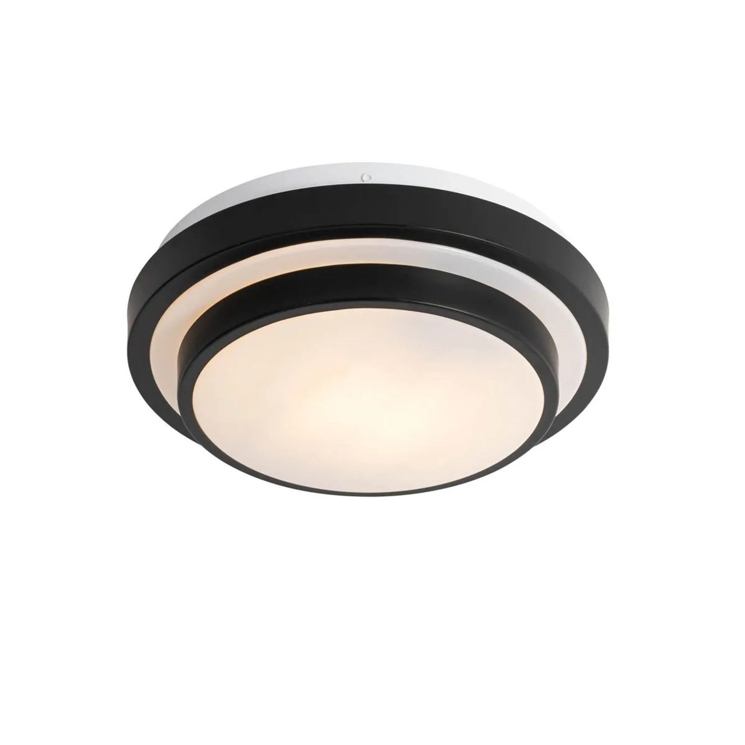 QAZQA Moderne Deckenleuchte Schwarz mit Weiß 25 cm IP44 Walden