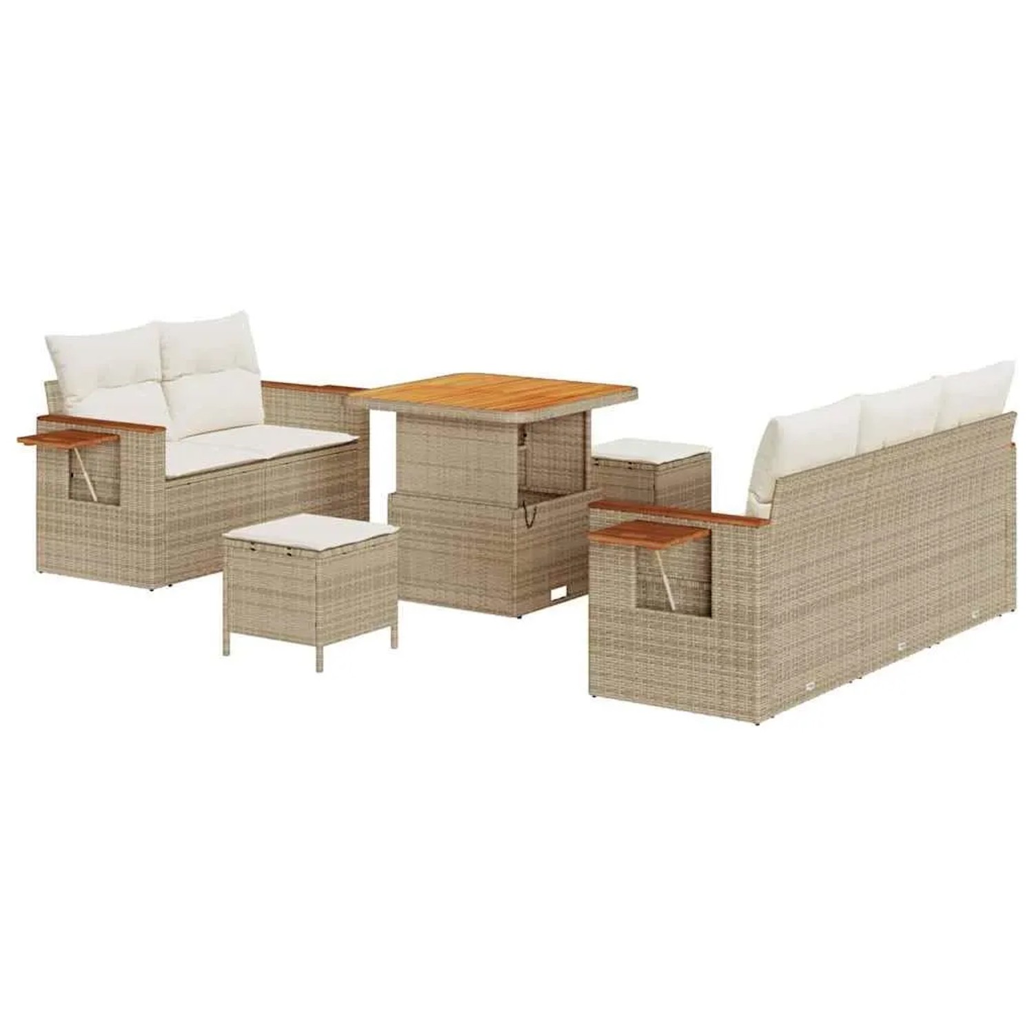 vidaXL Gartensofa-set mit Kissen 10-Tlg Beige und Creme Poly-Rattan 3365066 günstig online kaufen
