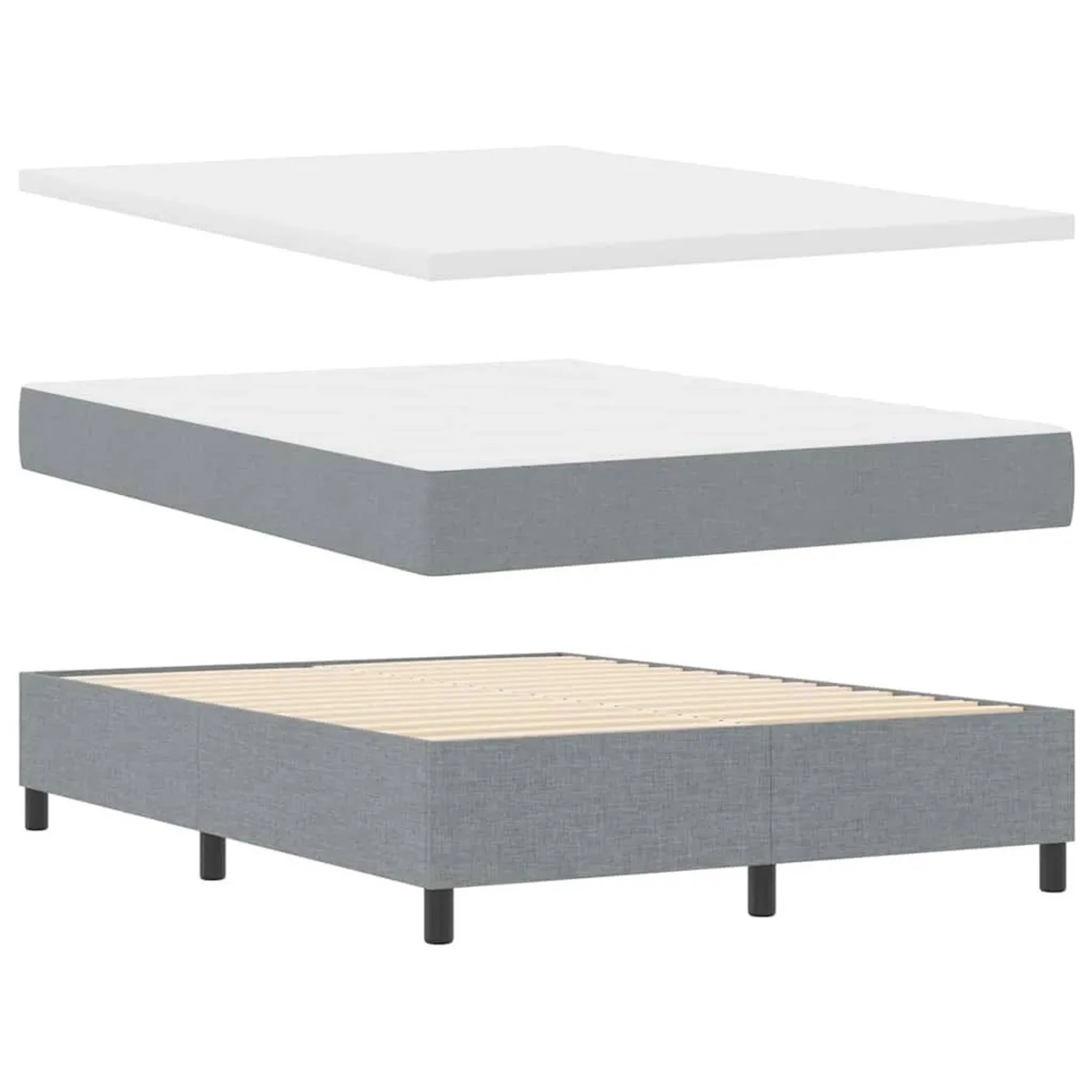 vidaXL Boxspringbett Hellgrau 140 x 200 cm Stoff & Holzwerkstoff 3344149
