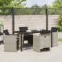 Hellgraue 5-tlg. vidaXL Garten Essgruppe aus Poly Rattan mit Tisch und Stühlen.